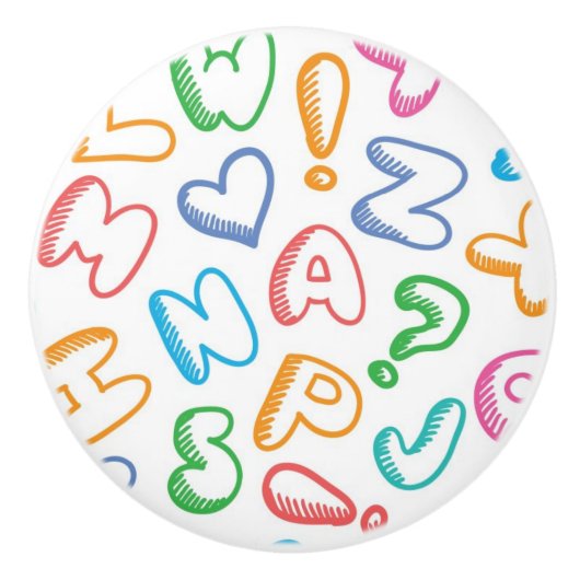 Bouton De Porte En Céramique motif d'alphabet (Devant)