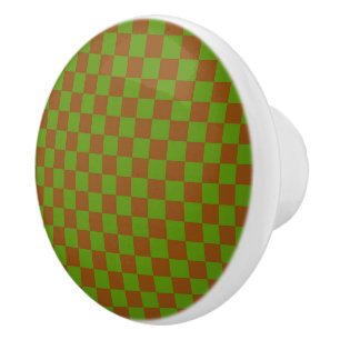 Bouton De Porte En Céramique Motif damier pomme caramel