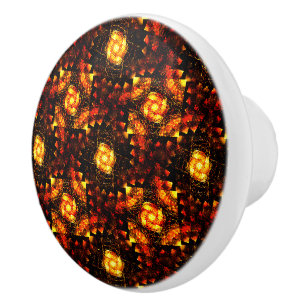 Bouton De Porte En Céramique Motif d'art abstrait élégant boho moderne or #506