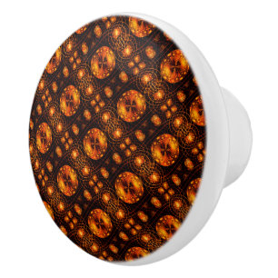 Bouton De Porte En Céramique Motif d'art abstrait élégant boho moderne or #507