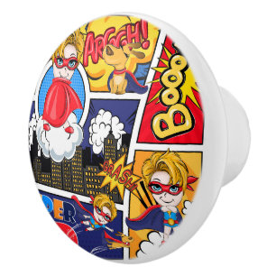 Bouton De Porte En Céramique Motif de bande dessinée de super-héros cool 