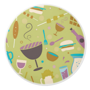 Bouton De Porte En Céramique Motif de barbecue