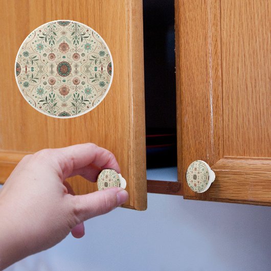 Bouton De Porte En Céramique Motif de Boho Herbs