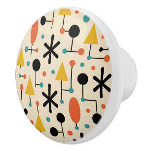 Bouton De Porte En Céramique Motif de burst en style Mid Century Modern