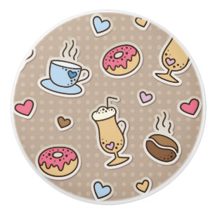 Bouton De Porte En Céramique Motif de café