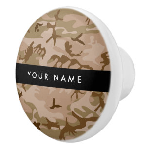 Bouton De Porte En Céramique Motif de camouflage du désert, Votre nom, Personna
