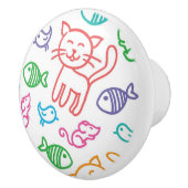 Bouton De Porte En Céramique motif de chat (Droite)