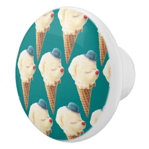 Bouton De Porte En Céramique Motif de chiot à crème glacée