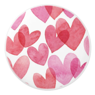 Bouton De Porte En Céramique Motif de coeur aquarelle
