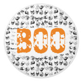 Bouton De Porte En Céramique Motif de crâne Éffrayant Orange Boo Halloween (Devant)
