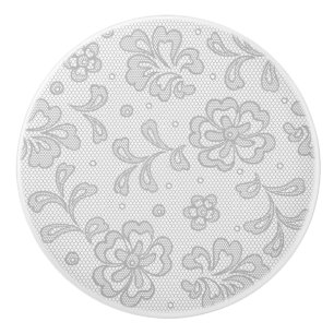 Bouton De Porte En Céramique Motif de dentelle, cru 1 de fleur