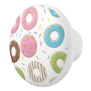 Bouton De Porte En Céramique Motif de Donuts Colorés Rétro pour une Fête Amusan