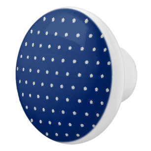 Bouton De Porte En Céramique Motif de fleur élégante en fleurs sur fond bleu ma