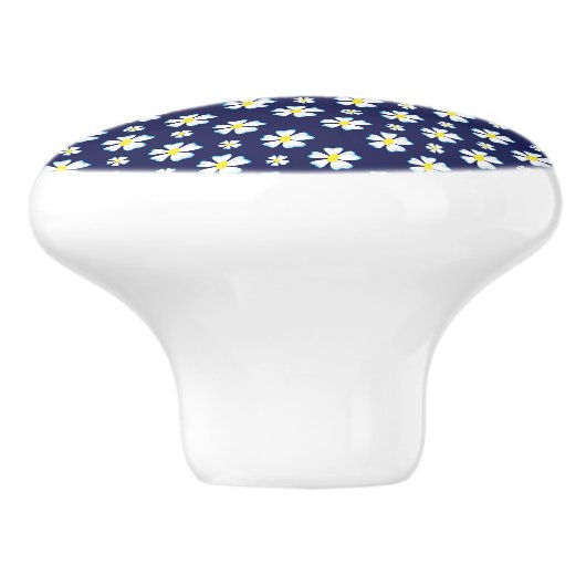 Bouton De Porte En Céramique Motif de fleurs blanches Thunder_Cove (Côté)