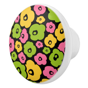 Bouton De Porte En Céramique Motif de fleurs sauvages