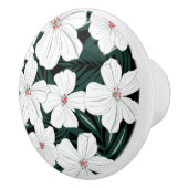 Bouton De Porte En Céramique Motif de fleurs tropical blanc (Droite)