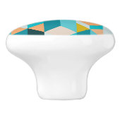 Bouton De Porte En Céramique Motif De Formes Turquoises Et Oranges (Côté)