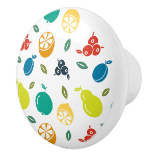 Bouton De Porte En Céramique Motif de fruits, Plum, Orange, Citron, Poire, Pomm