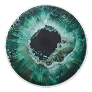 Bouton De Porte En Céramique Motif de Gem Naturel Émeraude foncée