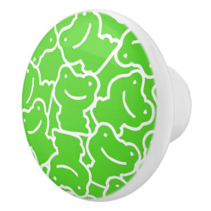 Bouton De Porte En Céramique Motif de grenouille verte
