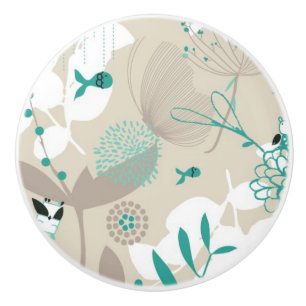 Bouton De Porte En Céramique Motif de jardin