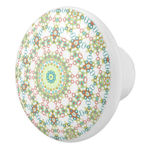 Bouton De Porte En Céramique Motif de mandala géométrique coloré