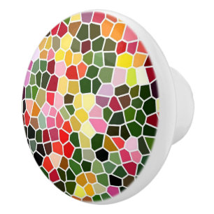 Bouton De Porte En Céramique Motif de mosaïque coloré