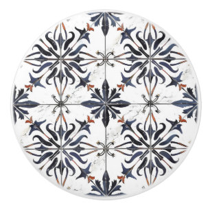 Bouton De Porte En Céramique Motif de mosaïque complexe vintage