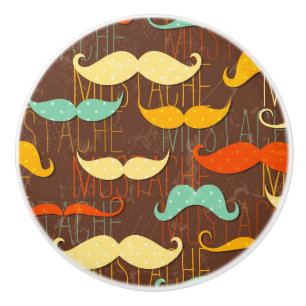 Bouton De Porte En Céramique Motif de moustache