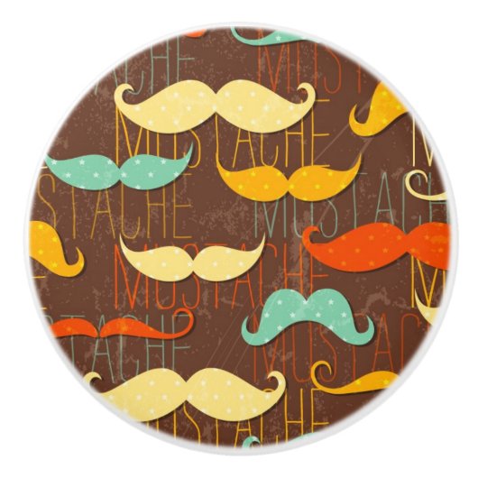 Bouton De Porte En Céramique Motif de moustache (Devant)