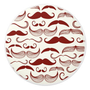 Bouton De Porte En Céramique Motif de moustache, rétro style 3