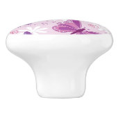 Bouton De Porte En Céramique motif de papillon (Côté)