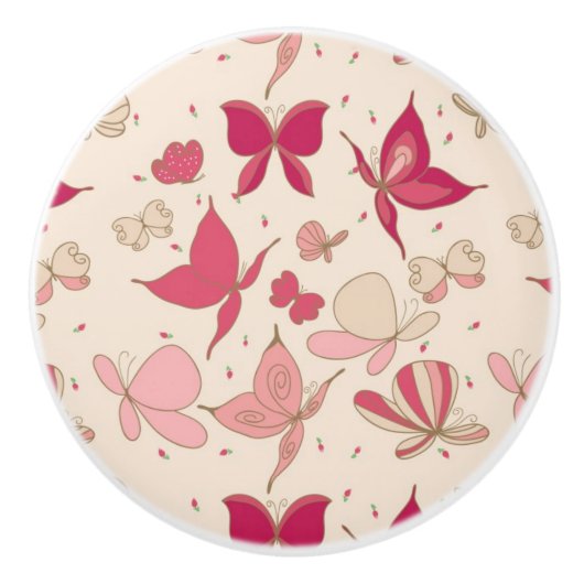 Bouton De Porte En Céramique motif de papillon 2 (Devant)