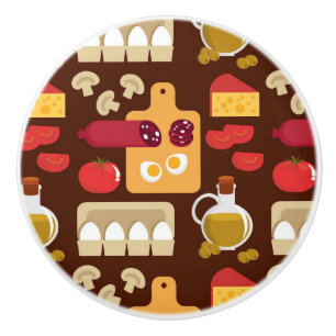 Bouton De Porte En Céramique Motif de pizza