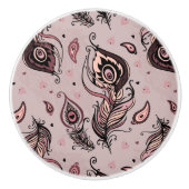 Bouton De Porte En Céramique Motif de plume de paon (Devant)