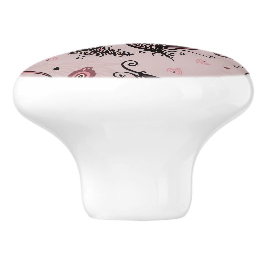 Bouton De Porte En Céramique Motif de plume de paon (Côté)