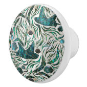 Bouton De Porte En Céramique Motif de poisson stingray et squelette Abalone (Droite)