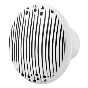 Bouton De Porte En Céramique Motif de rayure de cercle de triangle noir et blan
