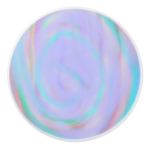 Bouton De Porte En Céramique Motif de remous d'arc-en-ciel sur un bouton en