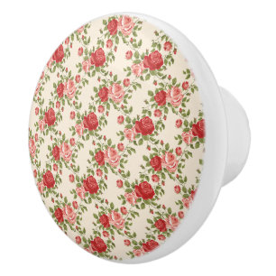 Bouton De Porte En Céramique Motif de roses vintage shabby chic