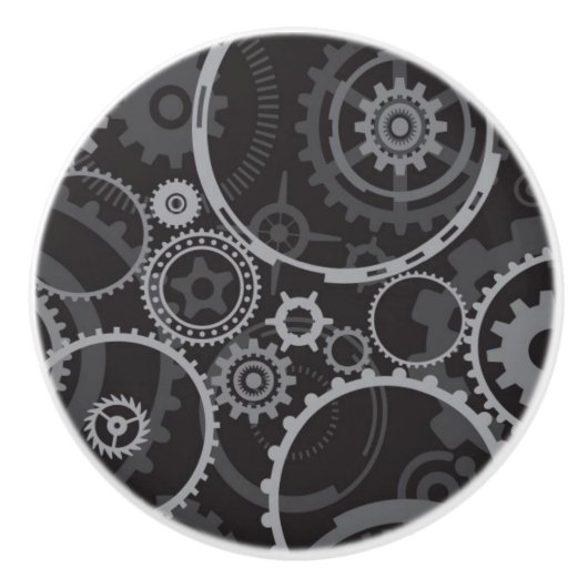 Bouton De Porte En Céramique Motif de roues dentées (Devant)