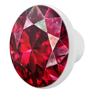 Bouton De Porte En Céramique Motif de rubis rouge profond