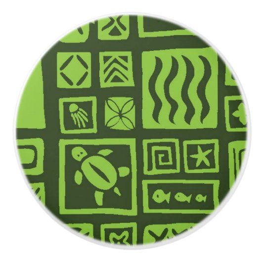 Bouton De Porte En Céramique Motif de Tiki (Devant)