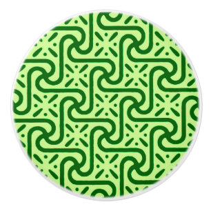 Bouton De Porte En Céramique Motif de tuiles égyptiennes, émeraude et vert citr