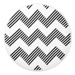 Bouton De Porte En Céramique Motif de zigzag géométrique