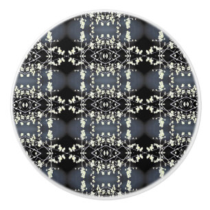 Bouton De Porte En Céramique Motif décoratif noir et blanc