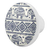 Bouton De Porte En Céramique Motif d'éléphant ethnique bleu (Droite)