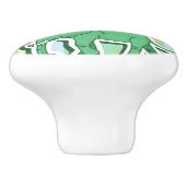 Bouton De Porte En Céramique Motif d'éléphant sur les rayures vertes (Côté)