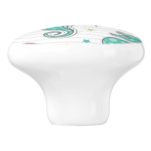 Bouton De Porte En Céramique motif des créatures de mer (Côté)