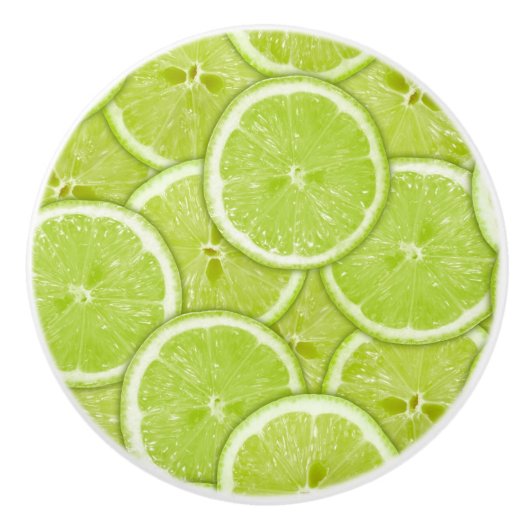 Bouton De Porte En Céramique Motif Des Tranches De Chaux Vertes (Devant)